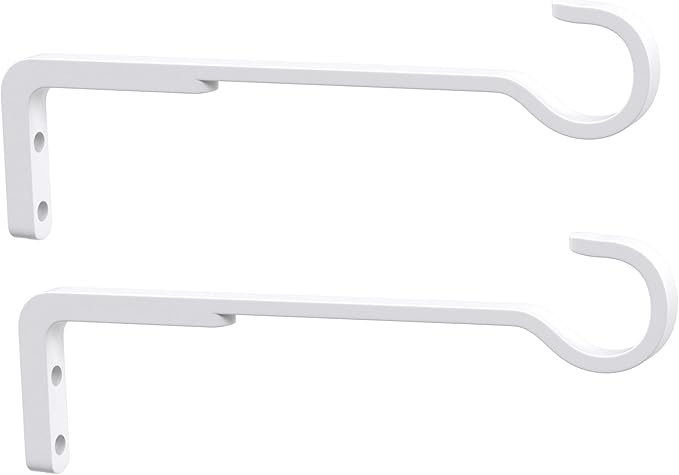 8 Inch 2 Pack White Heavy Duty Outdoor Plant Hangers for Hanging Baskets, Iron Hanging Plant Brackets for Hanging Plants Outside, Metal Plant Hooks Plant Wall Hooks for Hanging Lantern, Bird Feeder