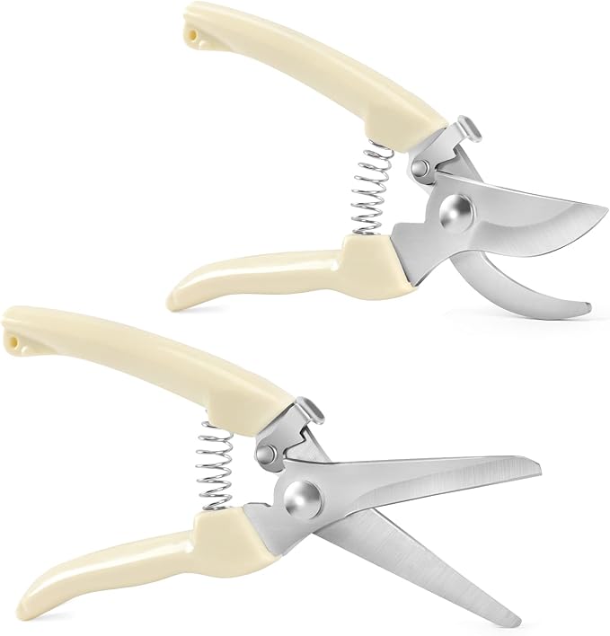 Premium garden shears, meperez pruning scissors gardening tools, pruners for flower, bushes, rose and fruit tree, use for florist, yard and orchard the plant clippers, sharp steel anvil snips