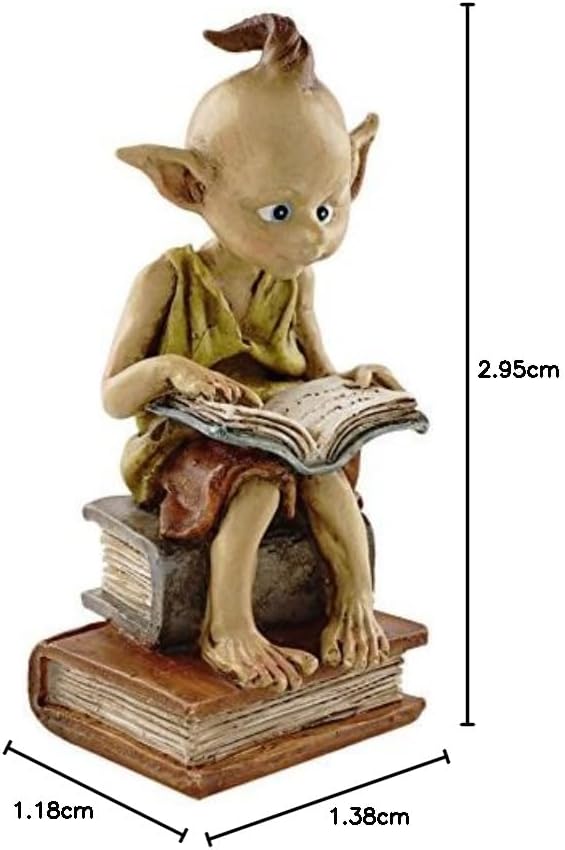 Top Collection Miniature Fairy Garden and Terrarium Statue, Garden Pixie Elf Reading Book