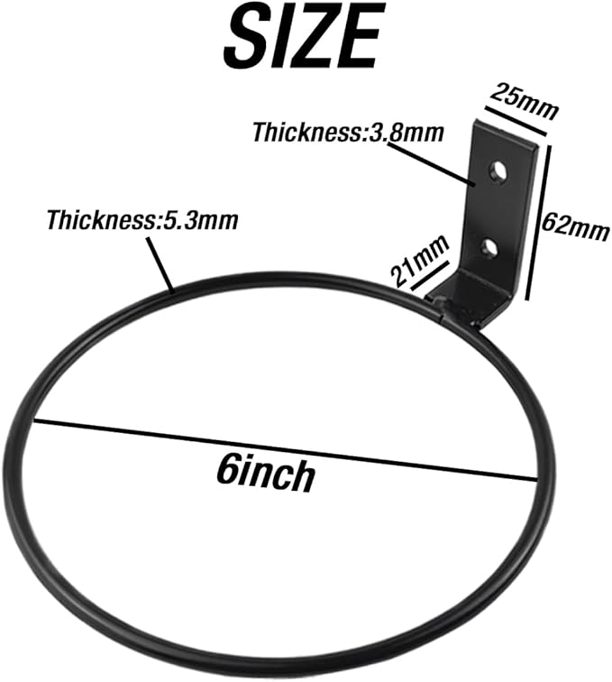 GXXMEI 6 Pack 6 Inch Wall Flower Pot Holder Ring Plant Hanger, Metal Planter Hooks Wall Mounted Bracket Heavy Duty for Outdoor Indoor