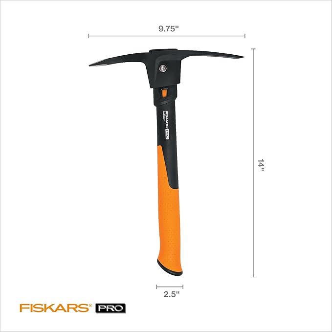Fiskars IsoCore Pickaxe Mattock with Shock Absorbing Handle, 1.5 lb