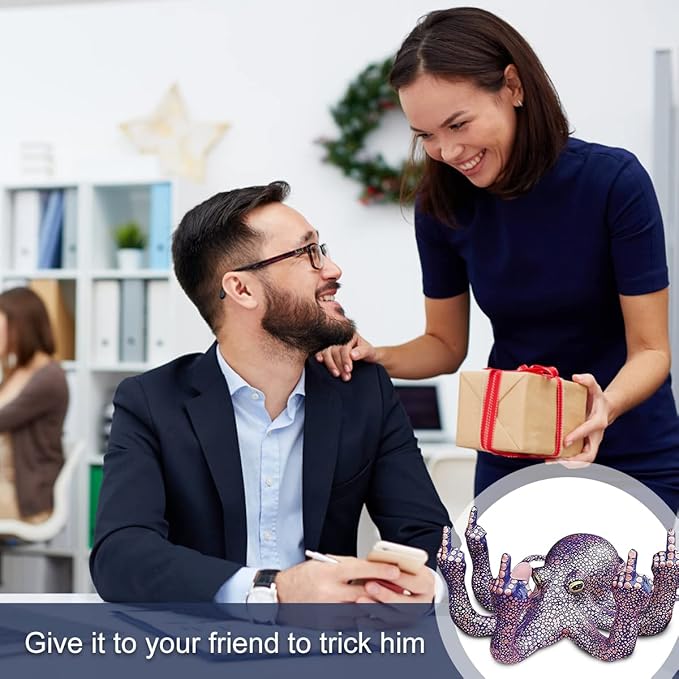 Middle Finger Octopus,Middle Finger Statue,Weird Decor Suitable for Indoor and Outdoor Garden Home Various Fish Tank Decoration (Purple)