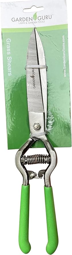 GARDEN GURU Hand Grass Clipper Scissors – Classic Forged Steel Grass Shears Pruners – Comfort Grip Handles – Perfect for Hand Edging Lawn, Trimming Shrubs & Flowers, Gardening, Landscaping