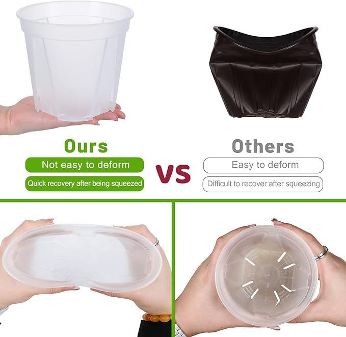 32 Pcs Plastic Pots for Plants with Trays 4/5/6/7 inch Clear Nursery Pots with Drainage Holes and Saucers, Planter Pots for Indoor Outdoor Seedlings Starter Plants,100 pcs Plant Labels,16-Set