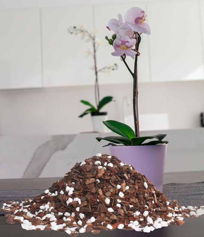 5QT Orchid Potting Mix with Mix Pine Bark & Perlite, Orchid Repotting Soil Medium Great for Indoor Plant Root Climbing & Expanding