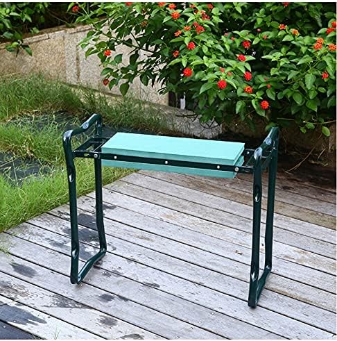 2-in-1 Garden Kneeler and Seat Gardening Chair Protects Your Kneesb Foldable Garden Bench Garden Stools Bench Comes with A Free Tool Pouch EVA Foam Pad (Light Green)