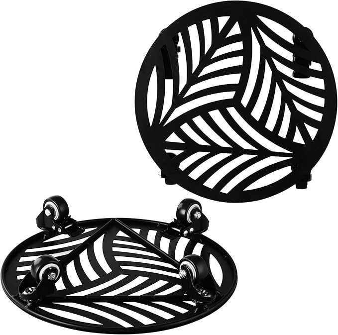 1 Pack Large Metal Plant Caddy with Wheels 13.6 Inches Heavy-duty Wrought Iron Rolling Plant Stand with Casters Indoor Outdoor Plant Roller Base Planter Movers Plant Dolly Coaster Trolley Black