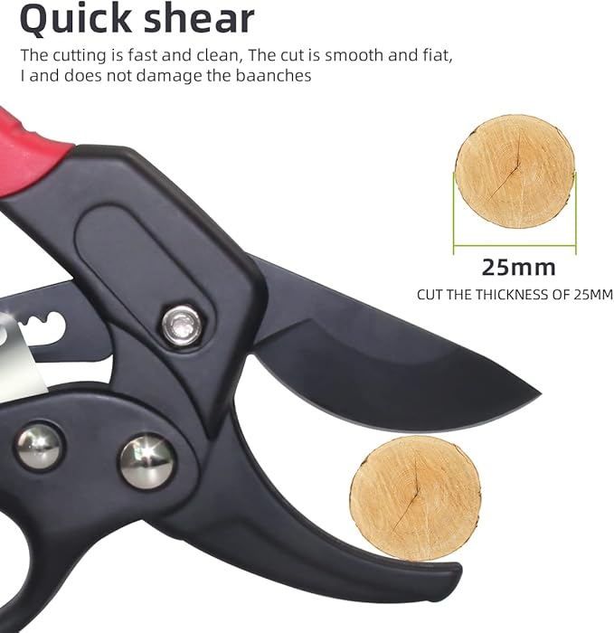 8" Professional Ratchet Pruning Shears,Anvil Groove Design, Reinforced Design Handle,Garden Tool,for Weak Hands and Gardening Gift for Any Occasion