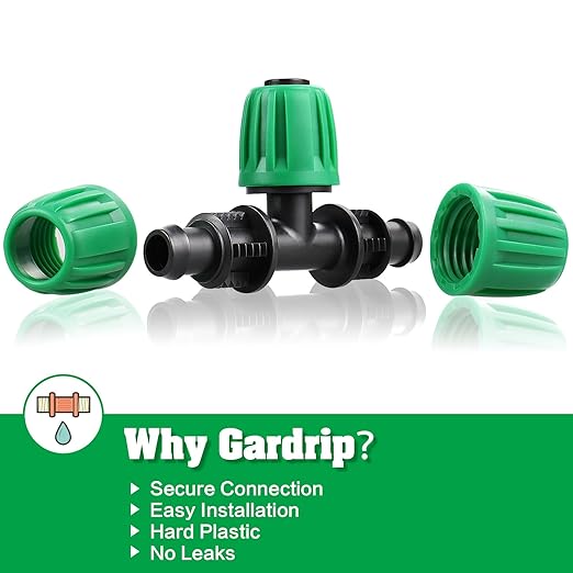 Drip Irrigation 1/2" Tee Fittings:1/2 Inch Drip Line Lock Barbed Tee Connectors for 1/2 Drip Irrigation Tubing (1/2" ID x 0.640" OD) Anti-Drop Three Way Drip Irrigation Parts (12 Pieces)