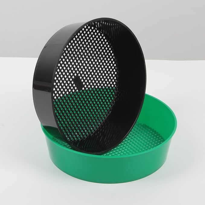 Gardening Sand Soil Compost Sifter,4 Pack Rock Garden Sieve Soil Sifter, Round Plastic Soil Sifting Pan Sand Sifter Set for Home Plant Gardening Sieve Work of Small Gravel, Soil, Sand