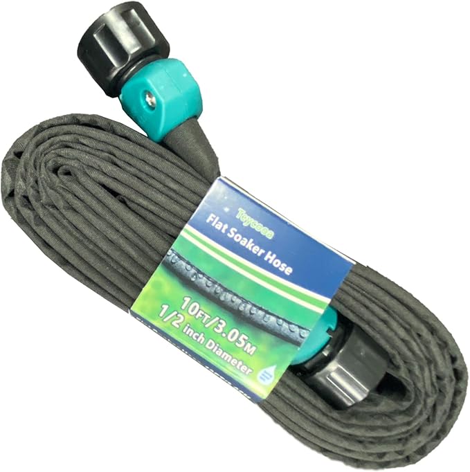 Garden Flat Soaker Hose 10 Ft for Garden Beds, Water Hose Linkable Irrigation System Lightweight and Easy Gardening Yard Work Watering Plants and Flowers