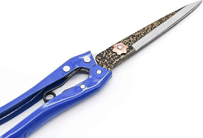 Grass Shear Sheep Shear Alpaca Shear - Coated Wear-Resistant Handle, Manganese Steel Double Blade, Strong Spring Suitable For Cattle And Sheep and Horse Hair Hand-Cut(Blue 10.2 inches)