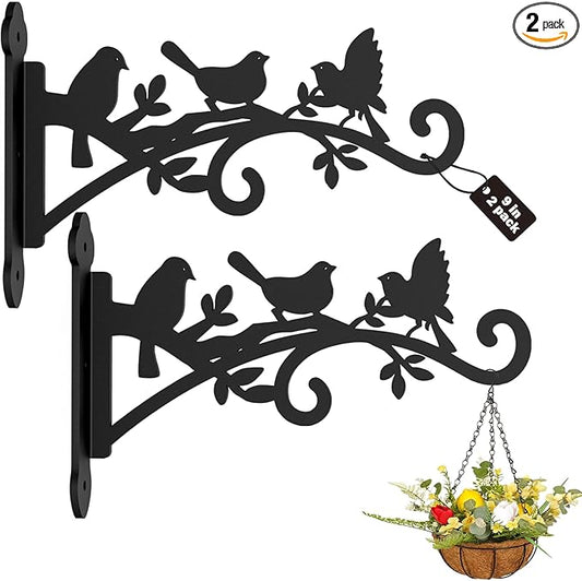 2 Pack Hanging Plant Hanger Outdoor 9-in Hanging Basket Wall Hooks - Heavy Duty Metal Plant Bracket Hook for Hanging Flower Baskets,Bird Feeder