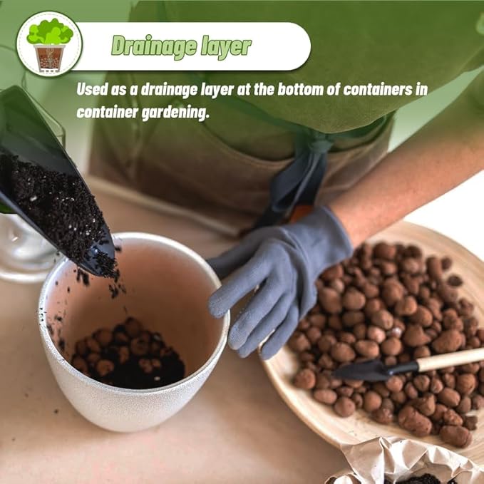 4.4 LB Clay Pebbles Leca Balls for Plants, hydroponic expanded Clay Pebbles, Ideal for Potted Planter Drainage Rocks Material