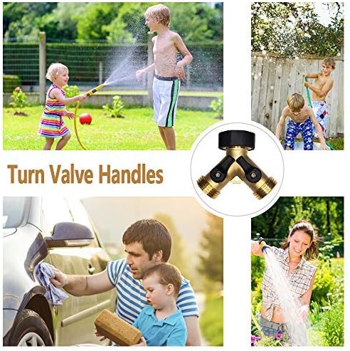 HQMPC 2 Pcs Hose Splitter 2 Way Valve Garden Hose Y Splitter Hose Splitter Garden Hose Splitter 2 Way Faucet Splitter 3/4"Female &2 Male 3/4" GHT