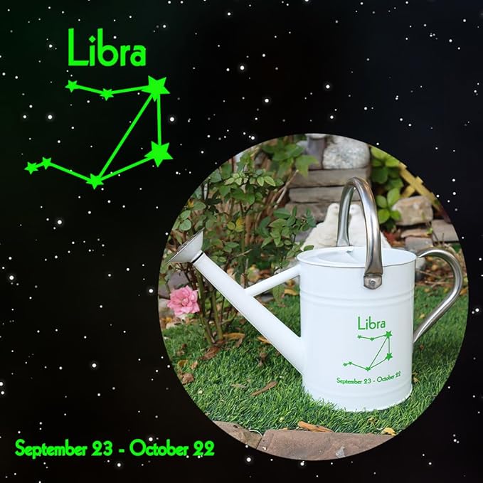 Metal Watering Can for Outdoor and Indoor Plants, Watering Can Decor, 1 Gallon (Libra)