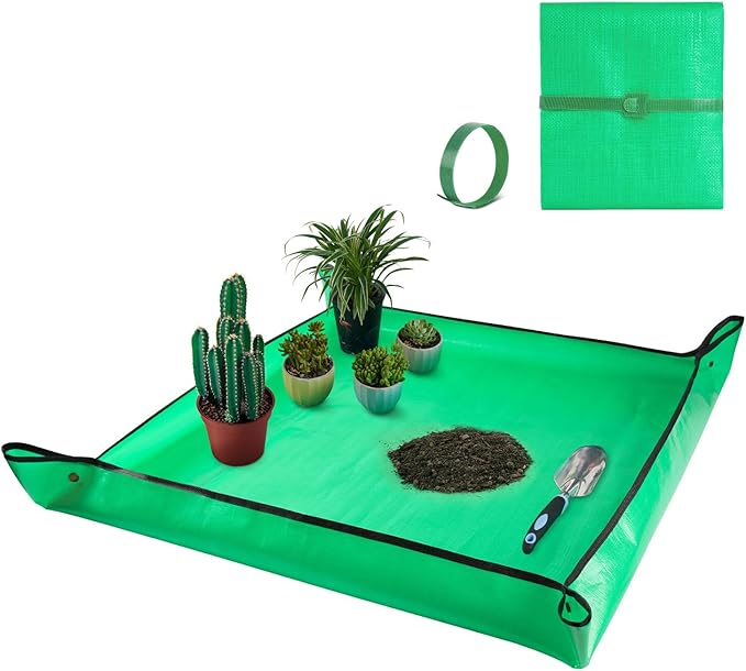 Extra Large Waterproof Potting Mat for Indoor Plants Transplanting and Dirt Control, Square Repotting Mat Portable Succulent Potting Tray Gardening Gift for Plant Lovers (39.5"x39.5")