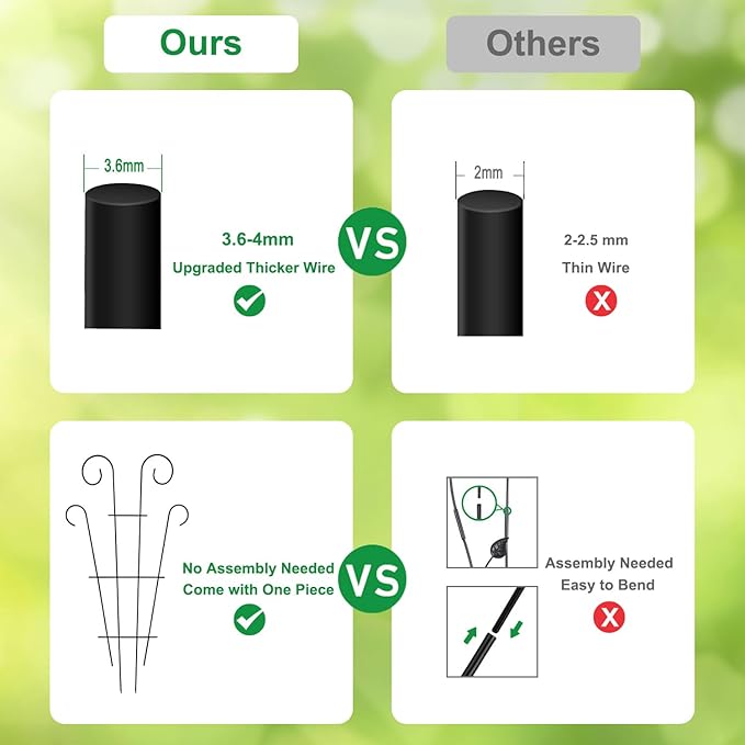 4 Pack 23'' Plant Trellis for Potted Climbing Plants Indoor, Outdoor Metal Garden Trellis for Climbing Plants Houseplants Flowers Vine Ivy, Fan Shape, Black