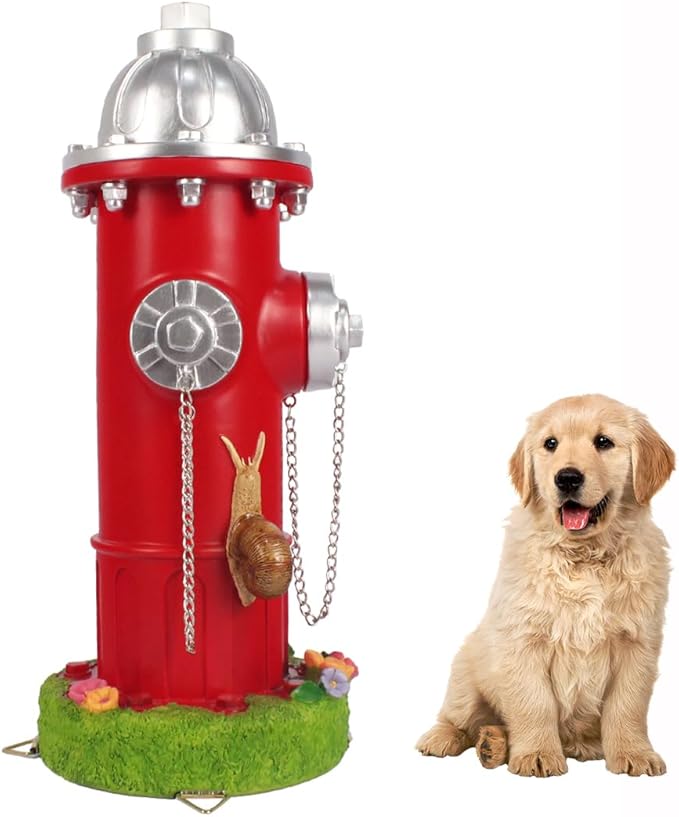Large Dog Fire Hydrant Pee Post Training Statues with Snail Puppy Pee Training Post Resin Garden Fire Hydrant Figurines for Indoor Outdoor Decor