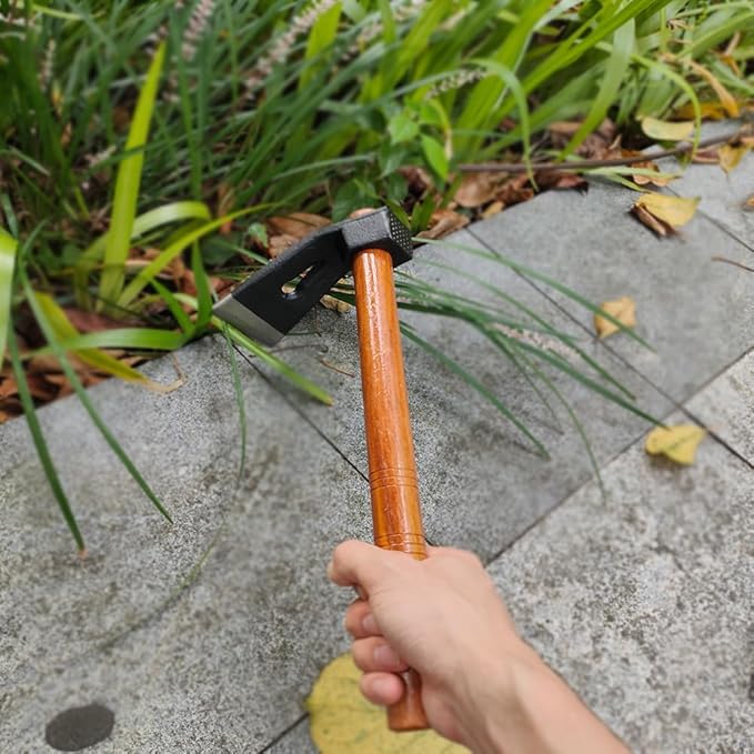 Garden Hoe Tool Small Action Hoe, Loosening Soil and Weeding,Knockable and Removable Nails,Hand Long Handle Weed Garden Tool,Digging and Rooting (6.29in×2.95in,1.80lb)
