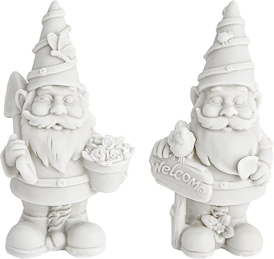 Bright Creations 2 Pack Ceramics to Paint - Paint Your Own Garden Gnome Statues, Blank Paintable Ceramics for Adults (5 in)