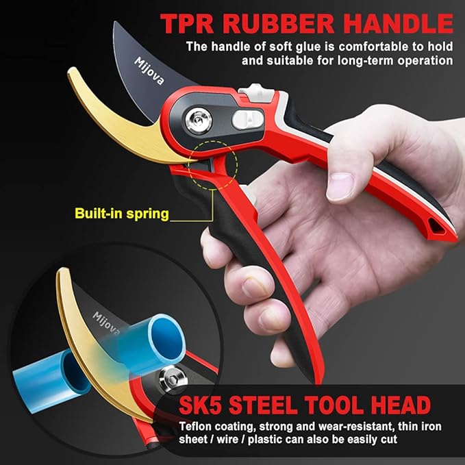 Garden Clippers,Pruners for Gardening,Pruning Shears,Gardening Tools for Trimming Rose,Floral,Tree Plants,Sharp Garden Scissors, Arthritis Weak Hand Snips (MJ004)