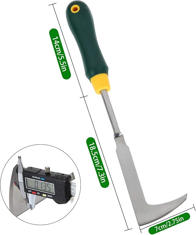 2 Pack 13" Crack Weeder Crevice Weeding Tool with Garden Gloves, Stainless Steel Manual Weeder Lawn Yard Gardening Hand Tool (L-Shape)