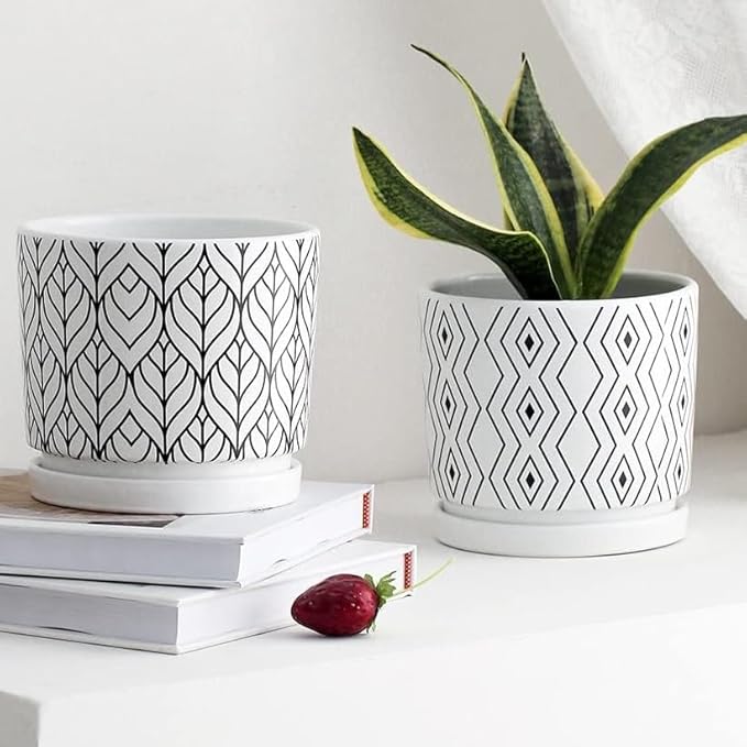 Ceramic Plant Saucer Plant Pot Tray 8 inch White, Planter Water Drip Trays for Plant Saucers Indoors, Thick Durable Sturdy Flower Pot Saucers for Glazing Pots Base, More Sizes 4-12 inch