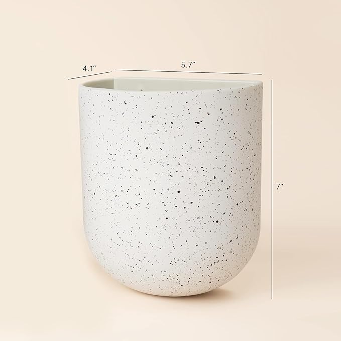 LA JOLIE MUSE Wall Hanging Planters for Indoor Plants,Hanging Flower Pots for Air Plants Succulent, Set of 2, 6 Inch, Speckled White