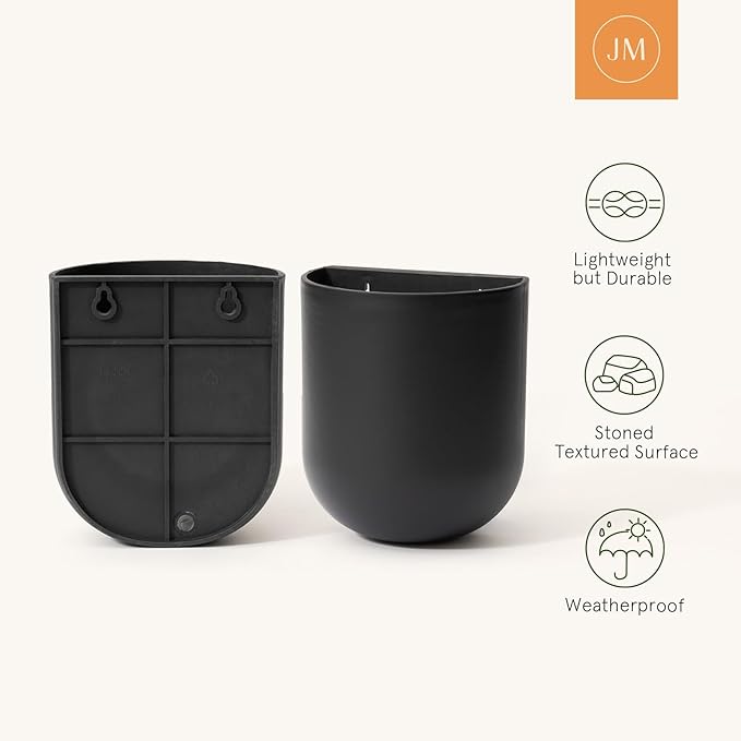 LA JOLIE MUSE Wall Hanging Planters for Indoor Plants,Hanging Flower Pots for Air Plants Succulent, Set of 2, 6 Inch, Black