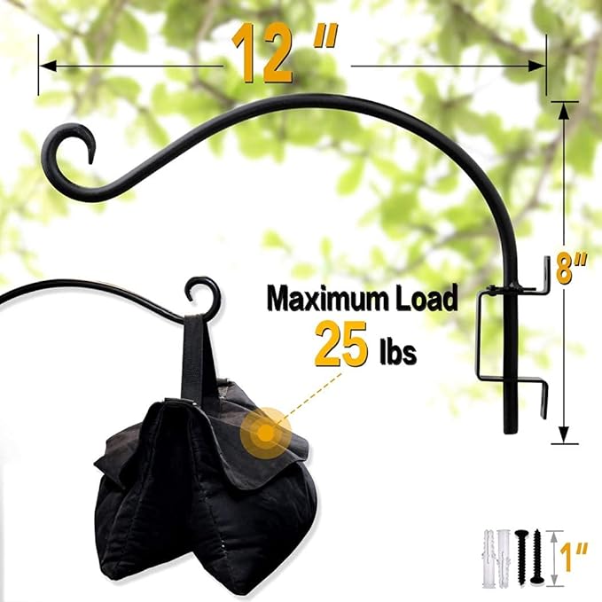 Qiang Ni Swivel Plant Hanger Bracket: Bird Feeder Hanger for Outdoor Wall Mount (12 - A, 12 Inch)
