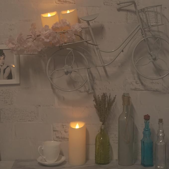 CANDLE CHOICE Waterproof Outdoor Battery Operated Flameless Pillar Candles with Remote Timer White Plastic Realistic Flickering Electric LED Lights Lantern Garden Wedding Christmas Decorations 9 Pack