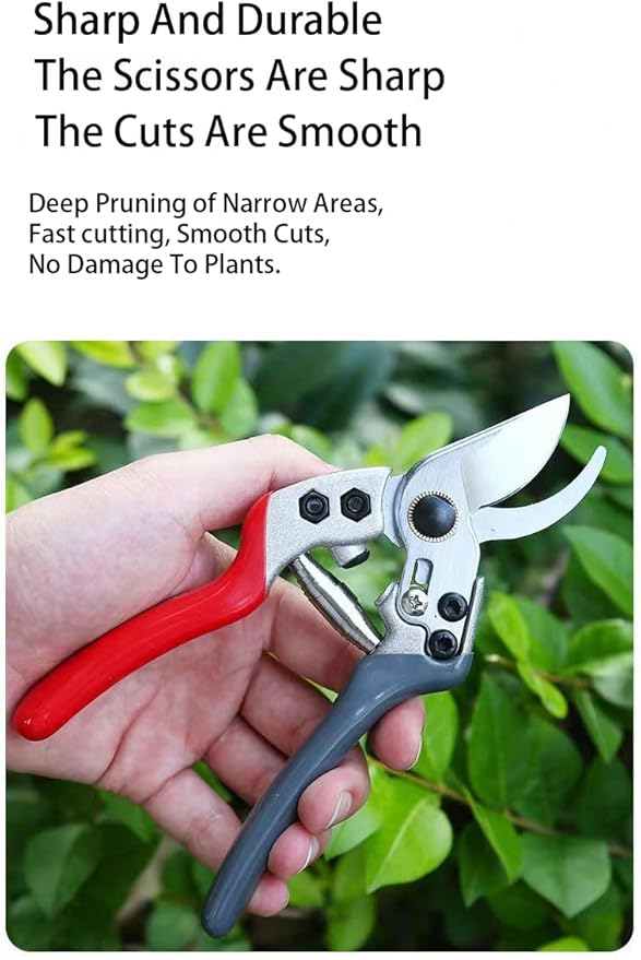 Pruning Shears, garden clippers,gardening tools, for trimming rose, floral, tree, live plants, sharp garden scissors, Professional Branch scissors(Red-grey)