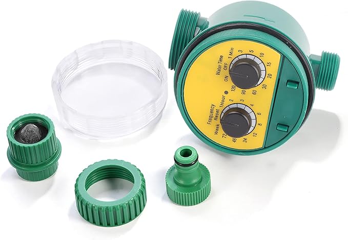 Automatic Irrigation Timer, Green ABS Multi Function Two Dial Automatic Electronic Watering Timer Garden Irrigation Controller for Roof Garden Balcony Villa Garden Outdoor Automatic Sprinkler System