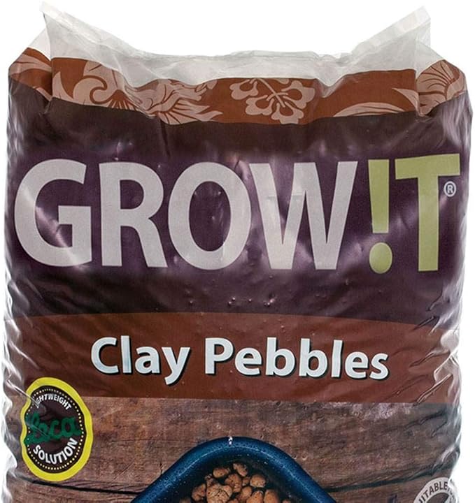 GROW!T GMC40l - 4mm-16mm Clay Pebbles, Brown, (40 Liter Bag) - Made from 100% Natural Clay, Can be used for Drainage, Decoration, Aquaponics, Hydroponics and Other Gardening Essentials
