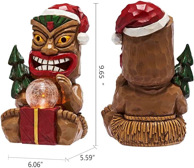 Outdoor Garden Decor-Christmas Tiki Totem Statues Light Beautiful Gift-Giving for Your Indoor Christmas & Holiday Decorations(9.65“)