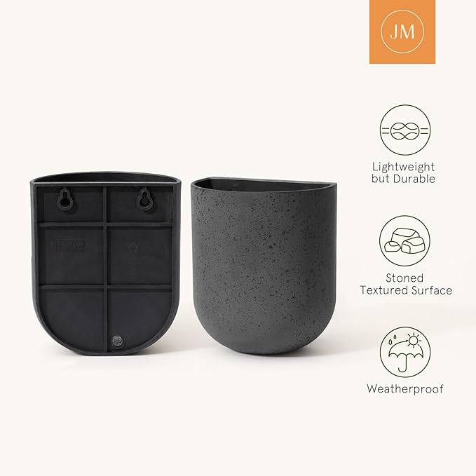 La Jolie Maison Wall Hanging Planters for Indoor Plants,Hanging Flower Pots for Air Plants Succulent, Set of 2, 6 Inch, Concrete Gray