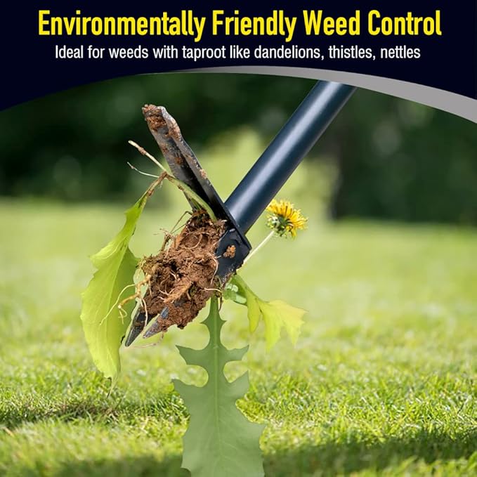 Colwelt Stand Up Weeder and Weed Puller, Stand Up Weed Puller Tool with Foot Pedal, Step and Twist Manual Weeder 40 Inch(Combo Pack - Stand Up Weeder & Hand Weeder& Garden Gloves)