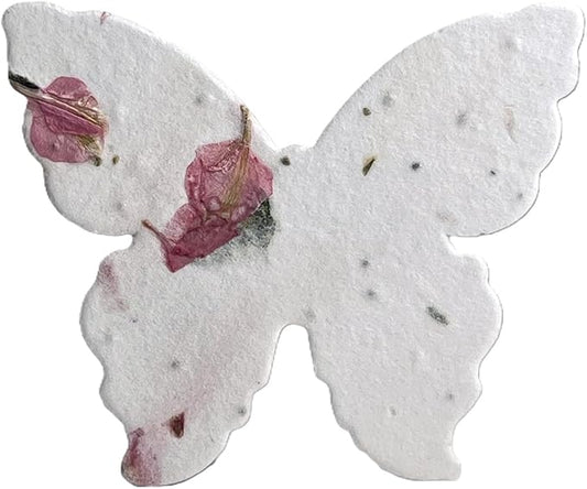 Of The Earth Handmade Paper - Wildflower Seed Paper Butterfly Shape - Large 3" - Set of 24 (52s Pink Petal & Chard)