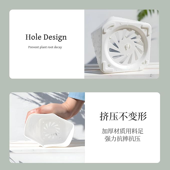 InmeRun Plant Pots Indoor Plastic Flower Pots Outdoor 5 inch Set of 6 Pack with Drainage Holes and Saucers for Garden Pots (5inch-6white)