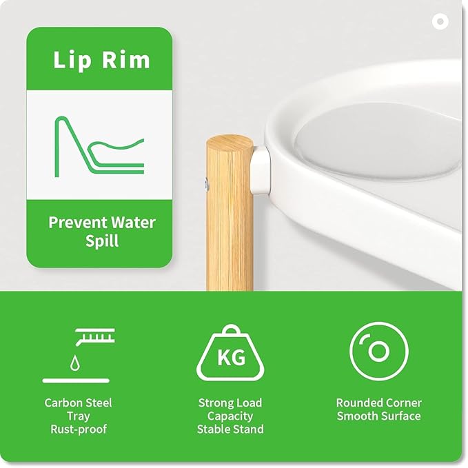 Bamboo Plant Stands Indoor, 2 Tier Steel Tray Tall Corner Plant Stand Holder & Plant Display Rack for Outdoor Garden Indoor Home (1 - 2 Tier)