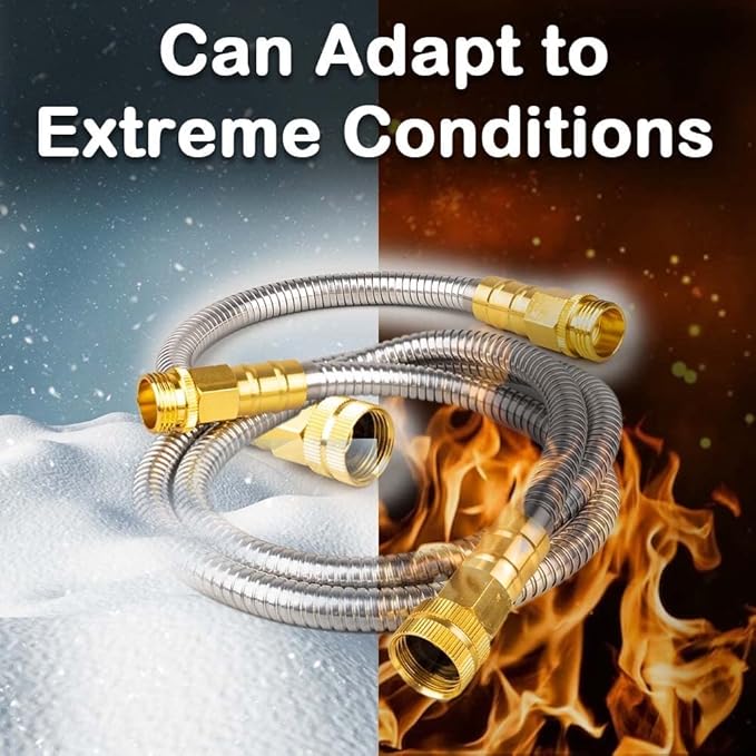 Stainless Steel Garden Hose: Durable Quality Metal with High-pressure Water Output for Gardeners(50FT)