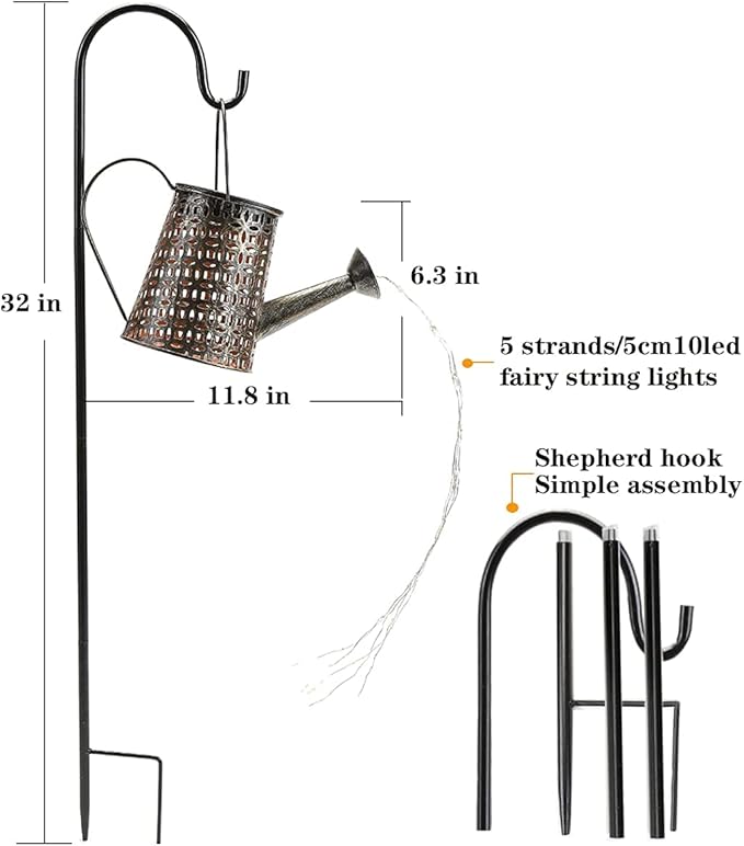 Morestar Solar Watering Can & Garden Decor, Outdoor Solar Lights - Waterproof, Hanging Lantern Decor for Table, Patio, Porch, Yard & Lawn for Mom & Grandma