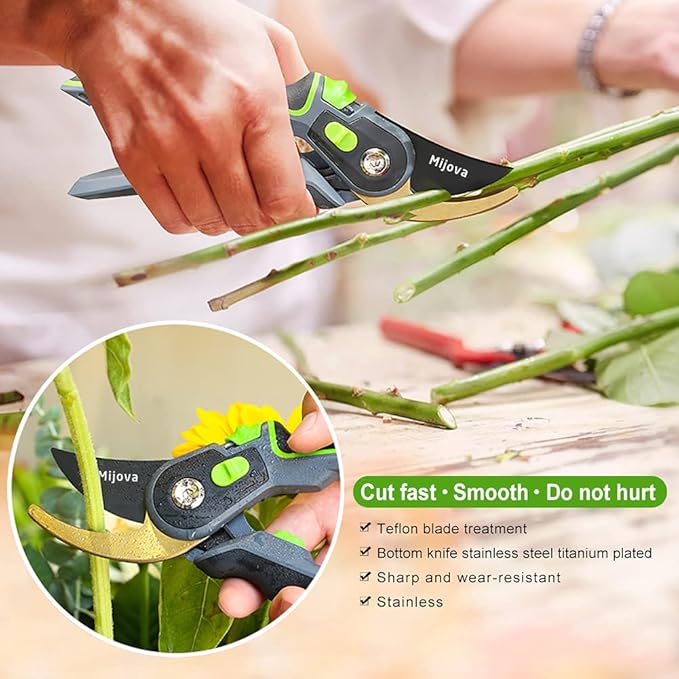 Garden Pruners, Pruning Shears for Gardening Heavy Duty with Rust Proof Stainless Steel Blades, Best Hand Pruners Garden Shears Ergonomic Gardening Tools