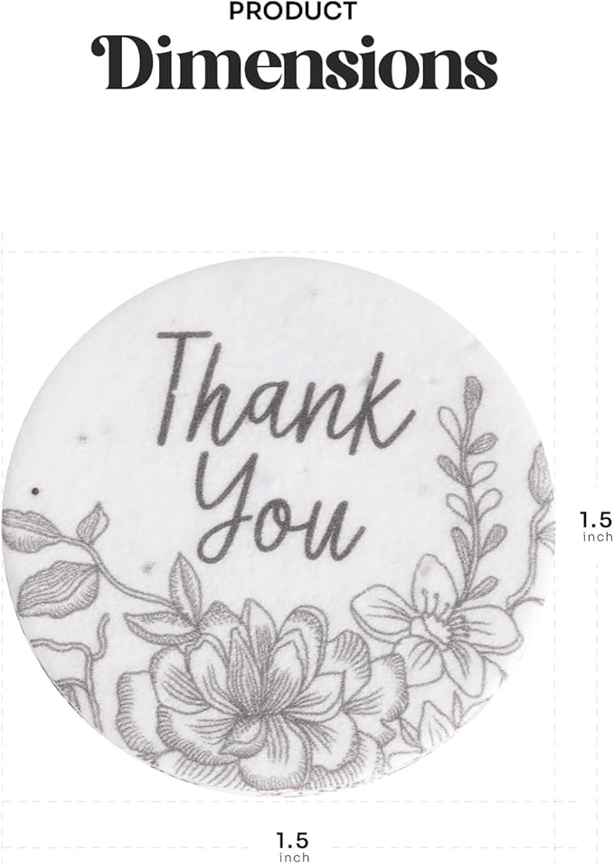 20pcs Thank You Tags Seed Paper – Plantable Wildflower Packets for Weddings, Gifts, & Life Events (20 Round Art Floral)
