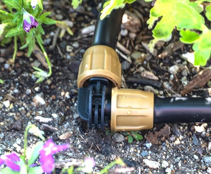 (5-Pack) 1/2" Universal Nut-Lock Elbow Drip Irrigation Tubing Compression Fitting Connector (Fits All Tubing .530, .600 and .620 ID - 16, 17, 18 mm) (Elbow 5-Pack)