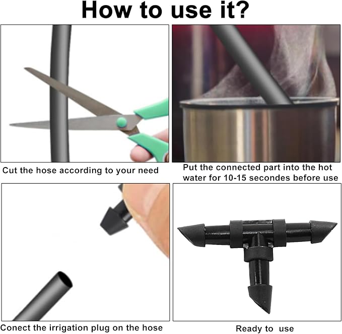 150 Pcs Barbed Connectors Drip Irrigation, Barbed Tee Fittings Drip Irrigation for 1/4 Inch Drip Tubing, Irrigation Tee for Drip or Sprinkler System(Black)