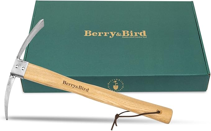 Berry&Bird Gardening Pick Axes, Stainless Steel Pickaxe Mattock Hoe with Wooden Handle, Heavy Duty Pick Axe Hand Tool for Transplanting Digging Planting Loosening Soil Camping or Prospecting