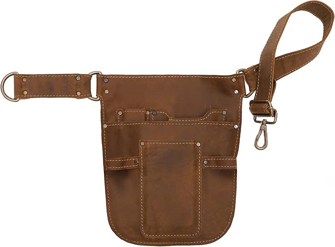 Rubys Collection™ Leather Garden Tool Belt- Gardening holster with pockets & Adjustable Waist Strap. Florist tool belt, Leather Utility Belt & Women’s Garden Tool Pouch
