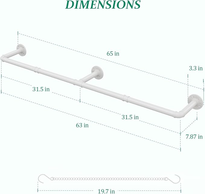 Plant Hanger Indoor, Hanging Planters for Indoor Plants with 6 Hanging Chains, Wall Plant Hanging Rod for Window Ceiling, 65 Inch, Metal/White…